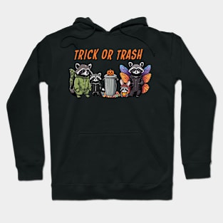 Trick or Trash - Cute Raccoon Family in Halloween Costumes Hoodie